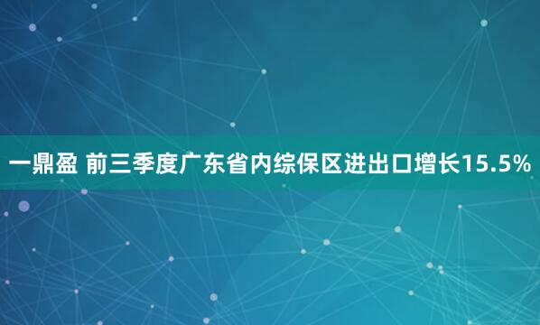 一鼎盈 前三季度广东省内综保区进出口增长15.5%